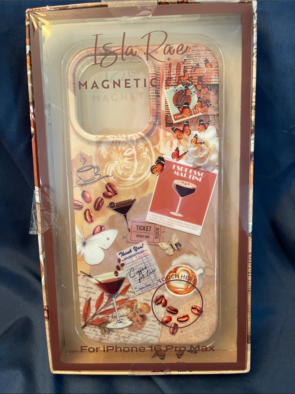 Isla Rae Magnetic iPhone 16 Pro Max Case — Beige Coffee Collage